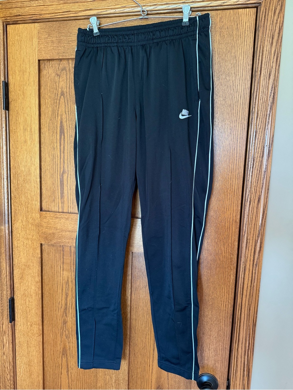 Nike Black Joggers with White Side Piping and Logo